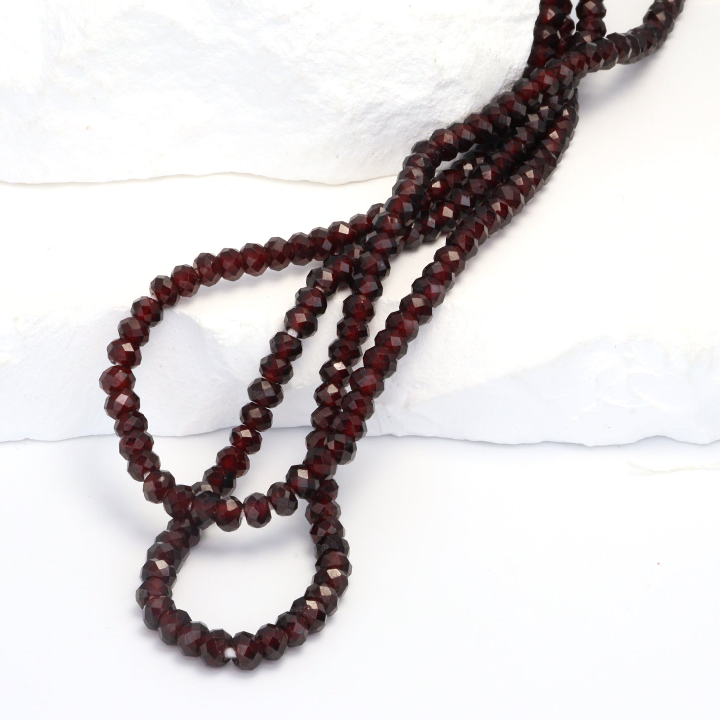 Red Garnet 4mm Faceted Rondelles Bead Strand