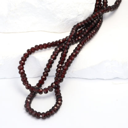 Red Garnet 4mm Faceted Rondelles Bead Strand