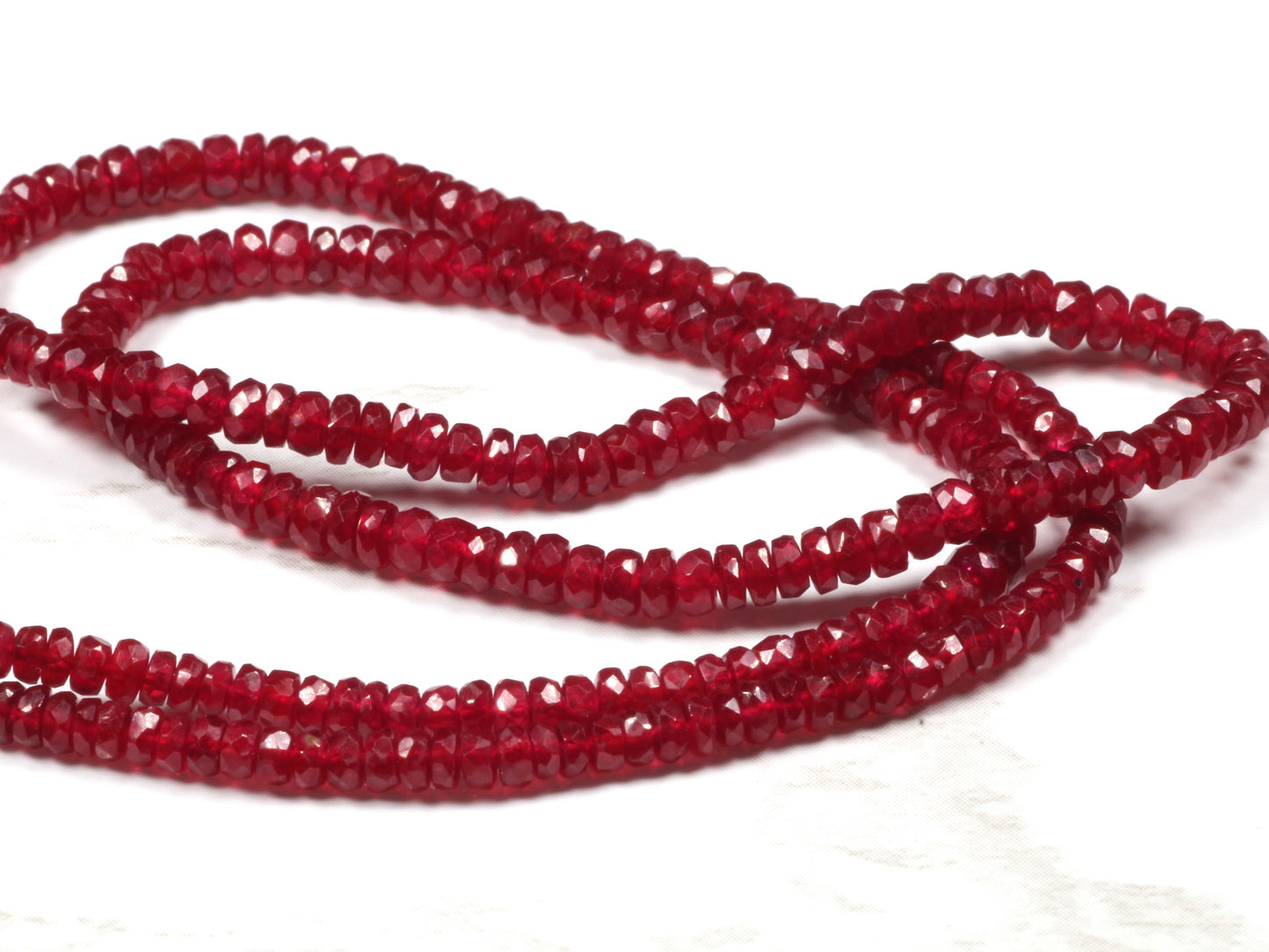 Red Ruby 2.5mm Hand Faceted Rondelles Bead Strand
