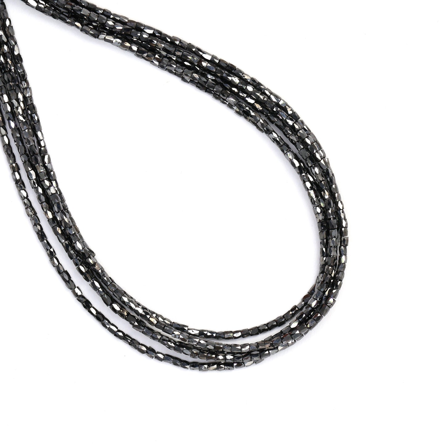 Black Diamond 2x1.5mm Faceted Tubes Bead Strand