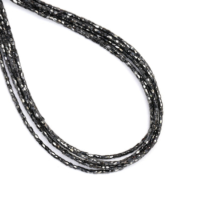 Black Diamond 2x1.5mm Faceted Tubes Bead Strand
