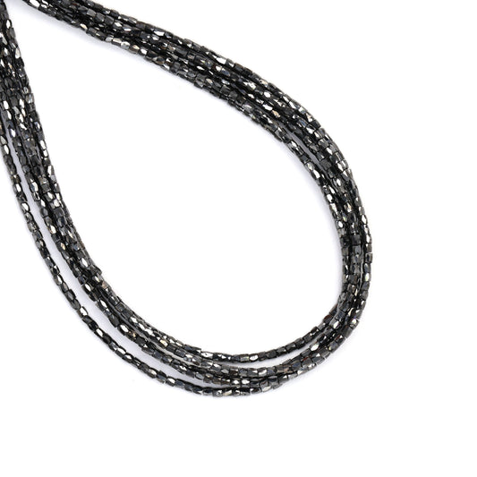 Black Diamond 2x1.5mm Faceted Tubes Bead Strand