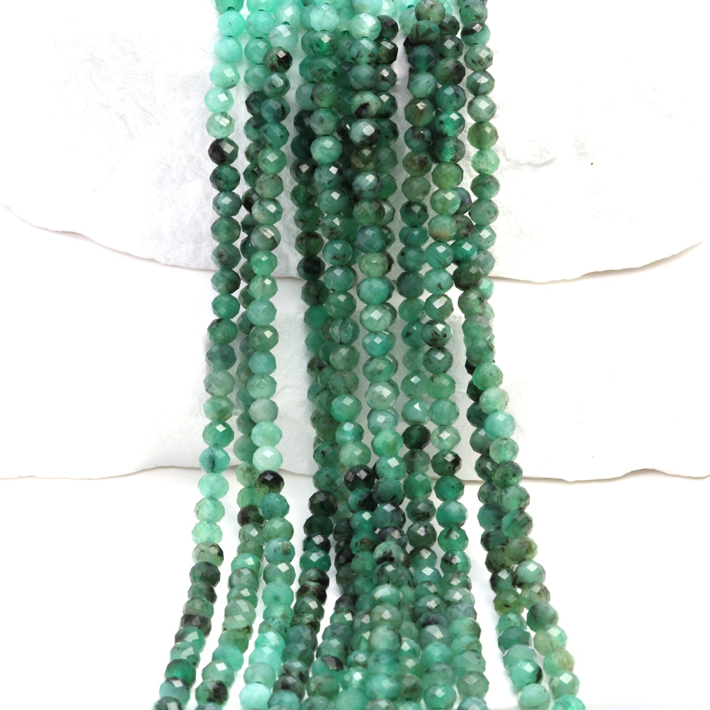 Ombre Sakoda Emerald 3mm Faceted Rondelles Bead Strand