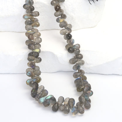AAA Blue Labradorite 6x4mm Faceted Teardrop Briolettes