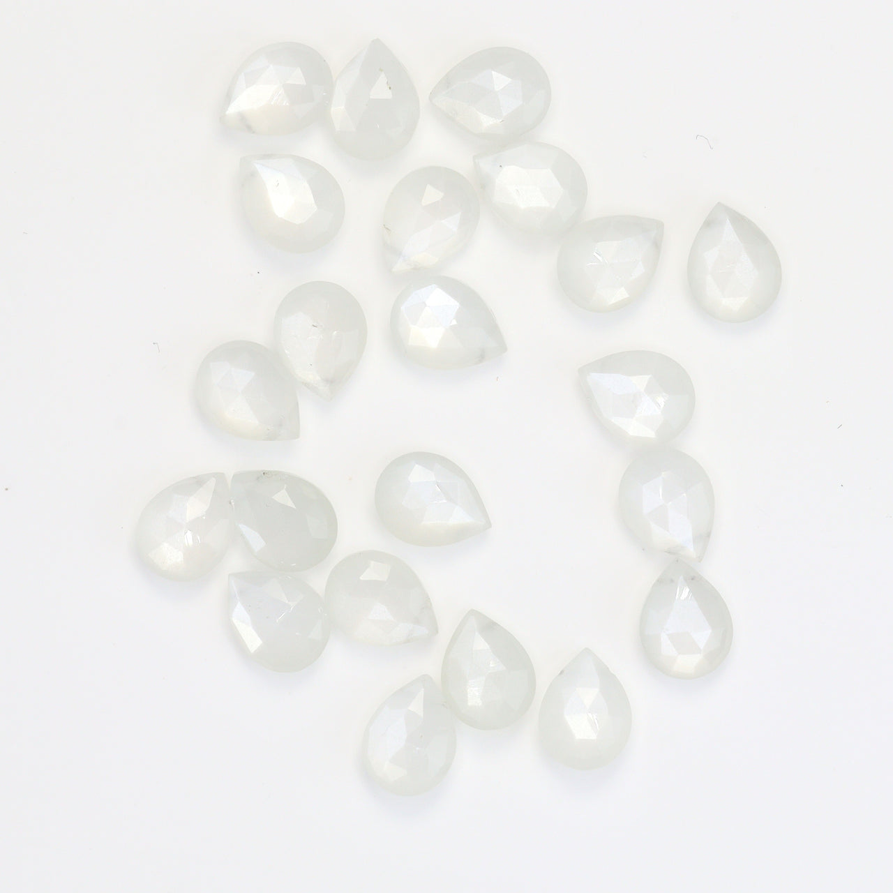 White Moonstone 9x7mm Faceted Pear Shaped Briolettes Loose Beads