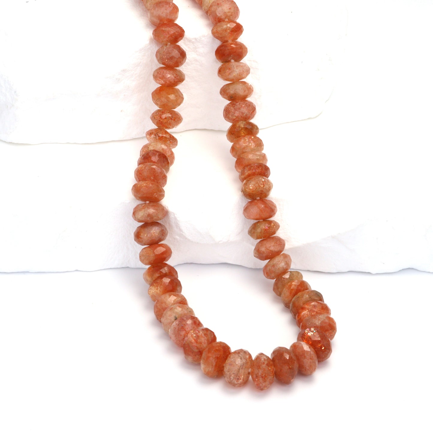 Brown Sunstone 8mm Faceted Rondelles Bead Strand