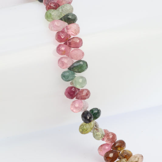 Watermelon Tourmaline 7x4mm Faceted Teardrop Briolettes