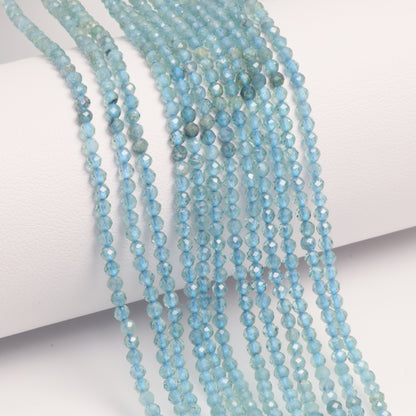 Ombre Blue Tourmaline 2mm Faceted Rounds Bead Strand