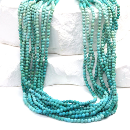 Ombre Natural Blue Turquoise 2mm Faceted Rounds Bead Strand