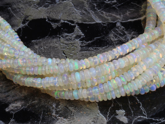 Warm White Ethiopian Opal 3mm Smooth Rondelles