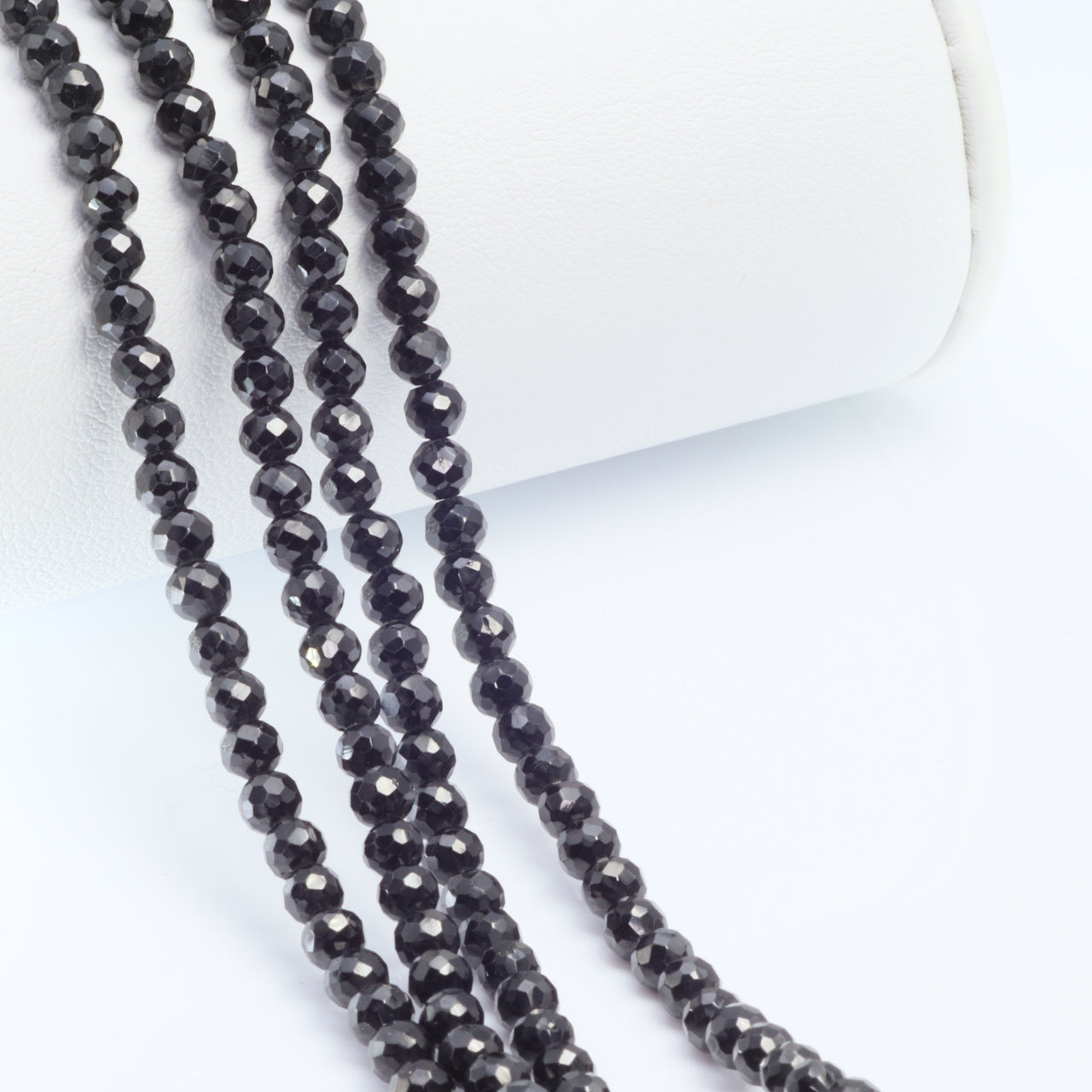 Black Spinel 4mm Faceted Rounds