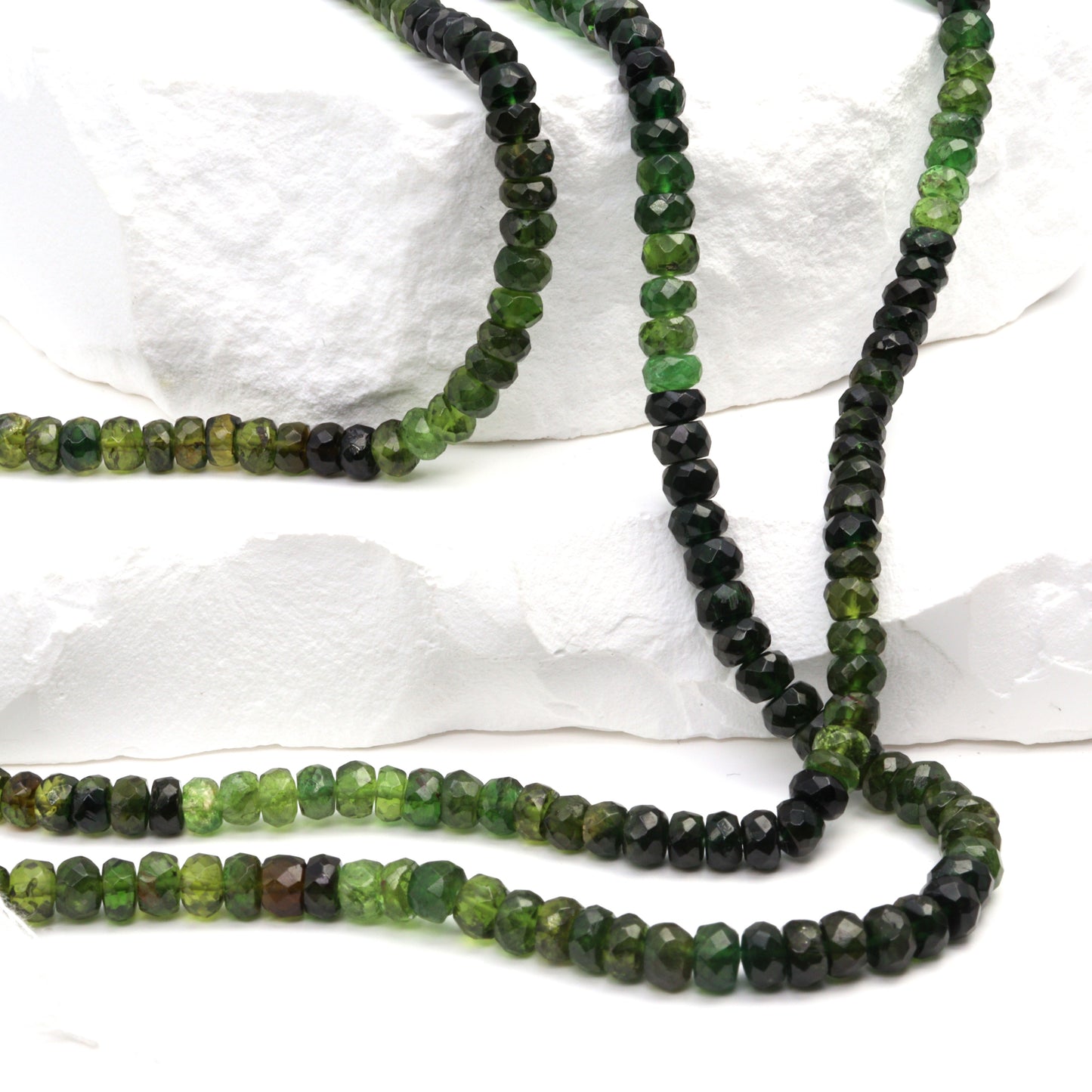 Ombre Green Tourmaline 4mm Hand Faceted Rondelles Bead Strand