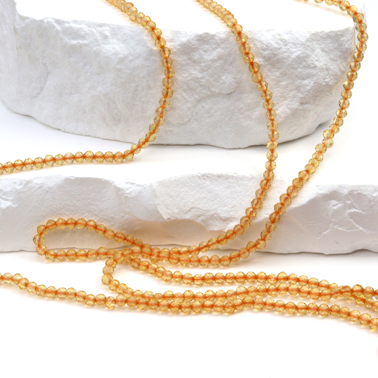 Yellow Citrine 2.5mm Faceted Rounds Bead Strand