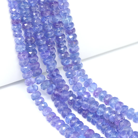 Blue Tanzanite 5mm - 6mm Faceted Rondelles Bead Strand