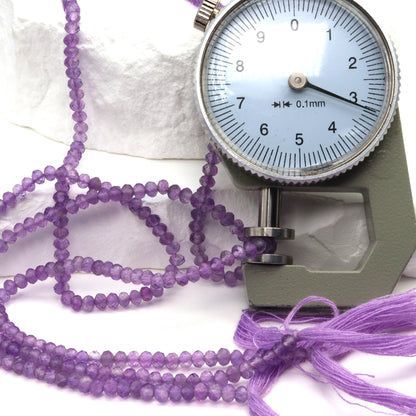 Pink Amethyst 3mm Faceted Rondelles Bead Strand