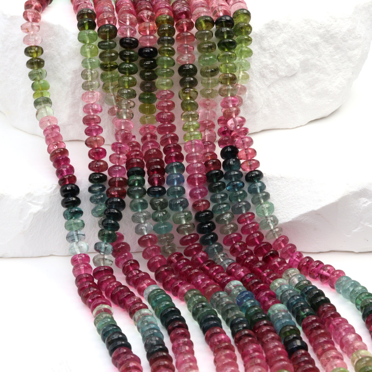Watermelon Tourmaline 4.5mm Smooth Rondelles Bead Strand