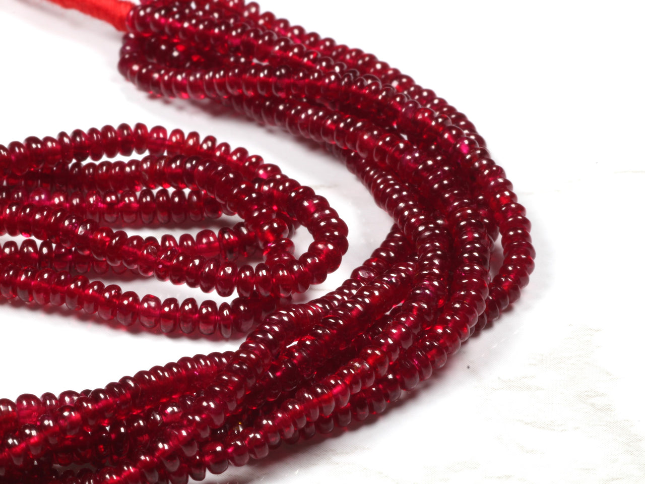 AAA Red Ruby 3mm Smooth Rondelles Bead Strand