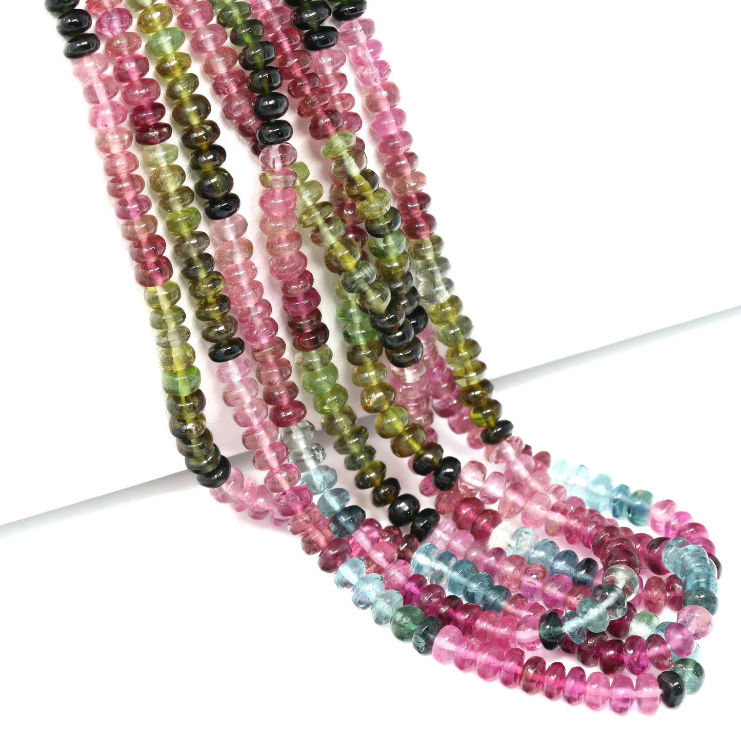 Watermelon Tourmaline 4mm Smooth Rondelles Bead Strand