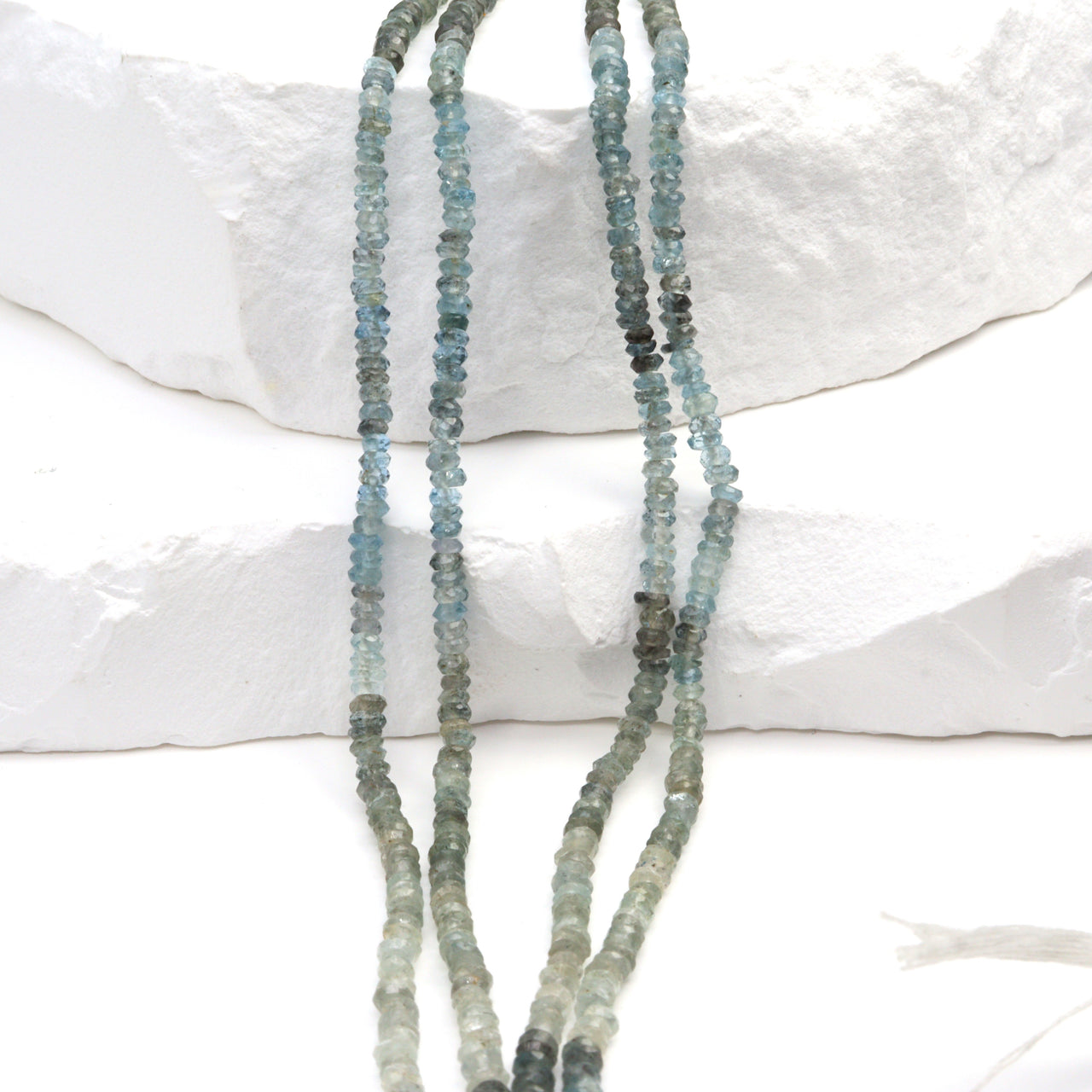 Moss Aquamarine 3mm Faceted Rondelles