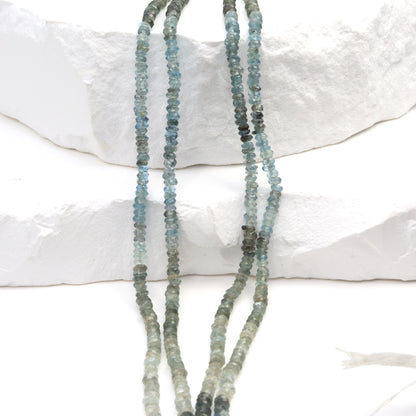 Moss Aquamarine 3mm Faceted Rondelles