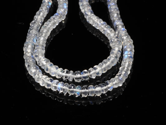 AAA Blue Rainbow Moonstone 3.5mm Smooth Rondelles Bead Strand