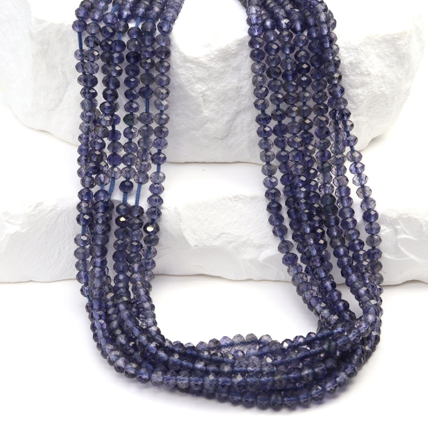 Blue Iolite 3mm Faceted Rondelles Bead Strand