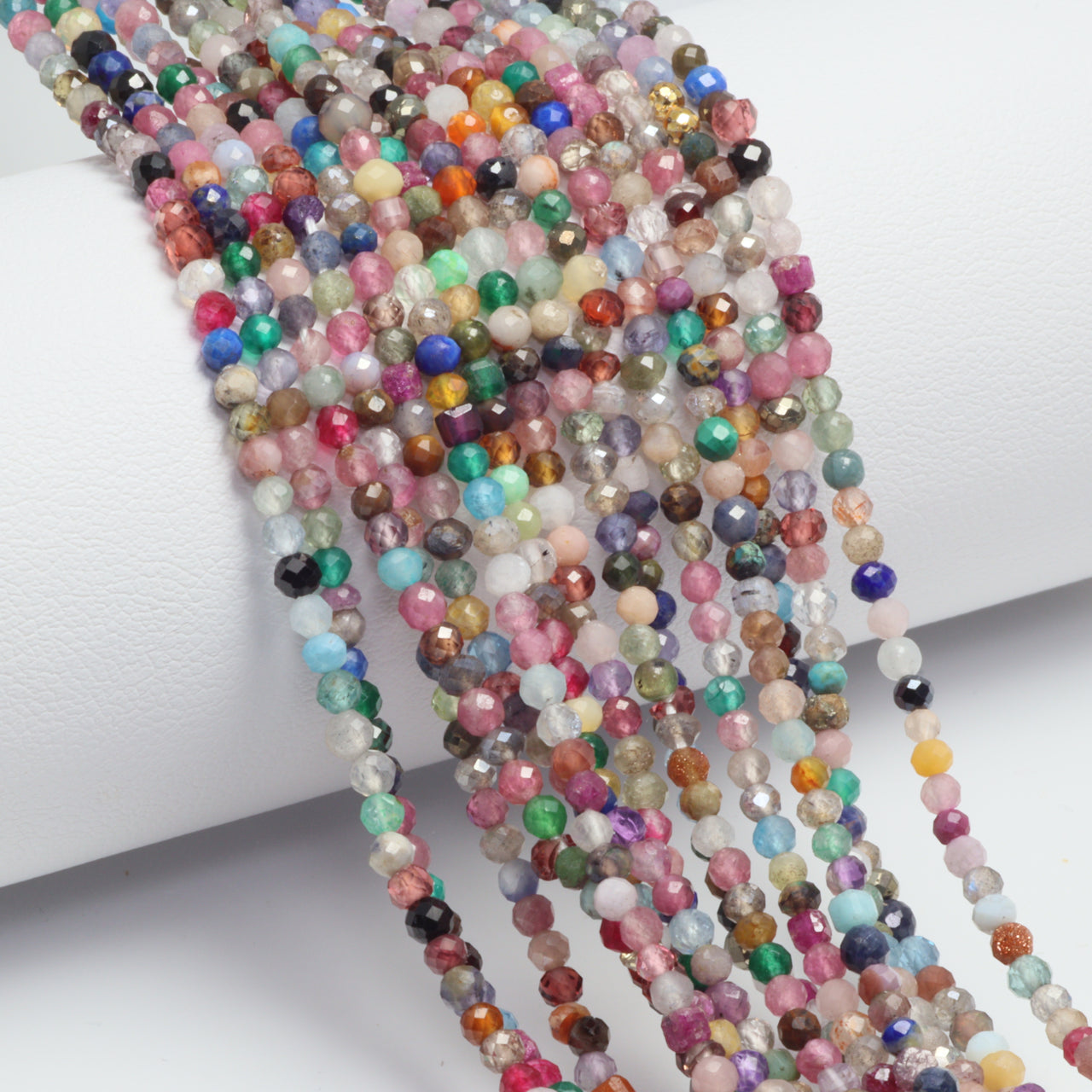 Rainbow Multi Semi Precious 2mm Faceted Rounds Bead Strand