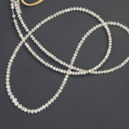 Gray Diamond 2mm - 2.7mm Hand Faceted Rondelles Bead Strand