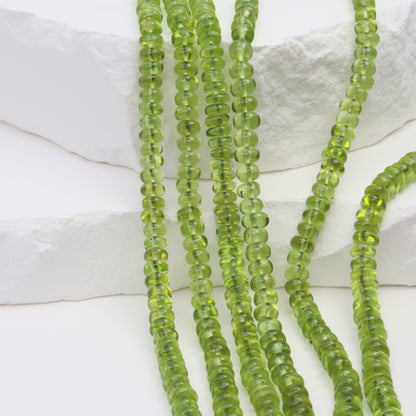 Green Peridot 4.5mm Smooth Rondelles Bead Strand