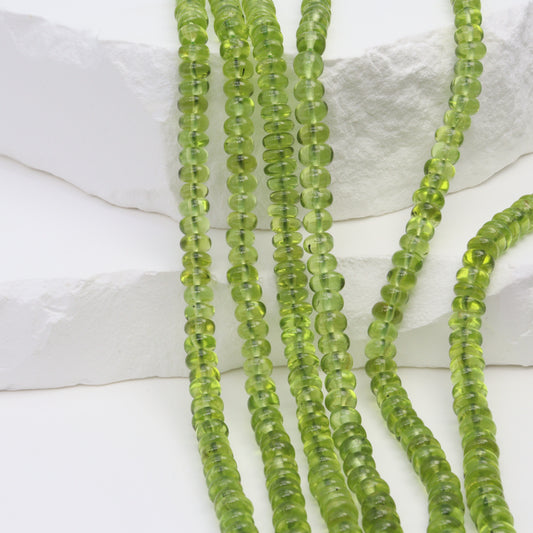 Green Peridot 4.5mm Smooth Rondelles Bead Strand