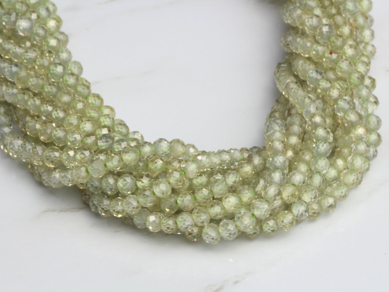 Light Green Zircon 2mm Faceted Rondelles