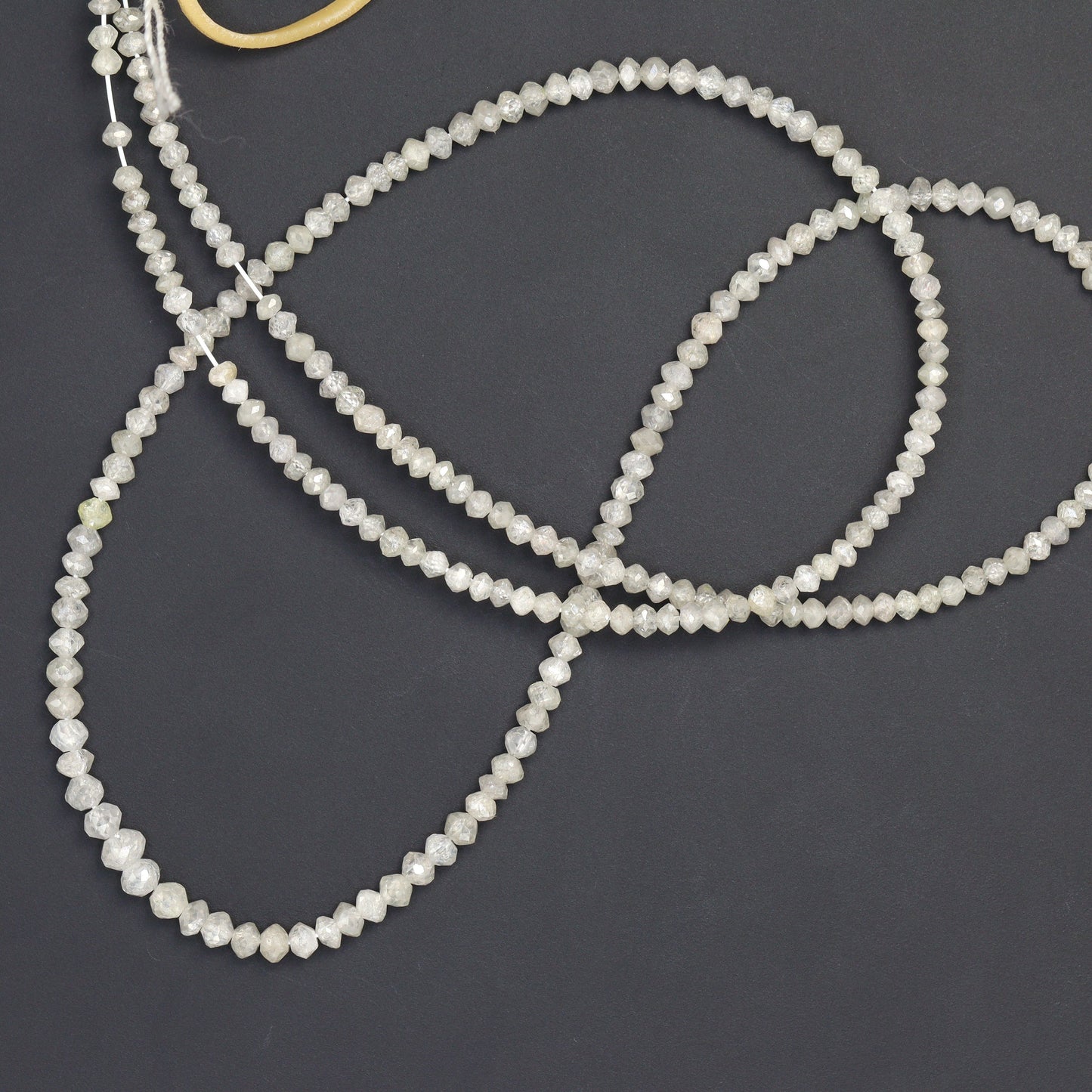 Gray Diamond 2mm - 2.7mm Hand Faceted Rondelles Bead Strand