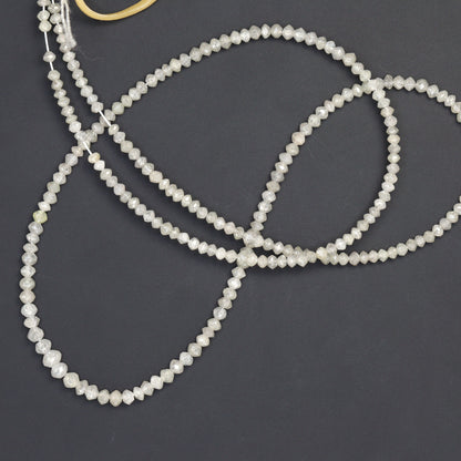 Gray Diamond 2mm - 2.7mm Hand Faceted Rondelles Bead Strand