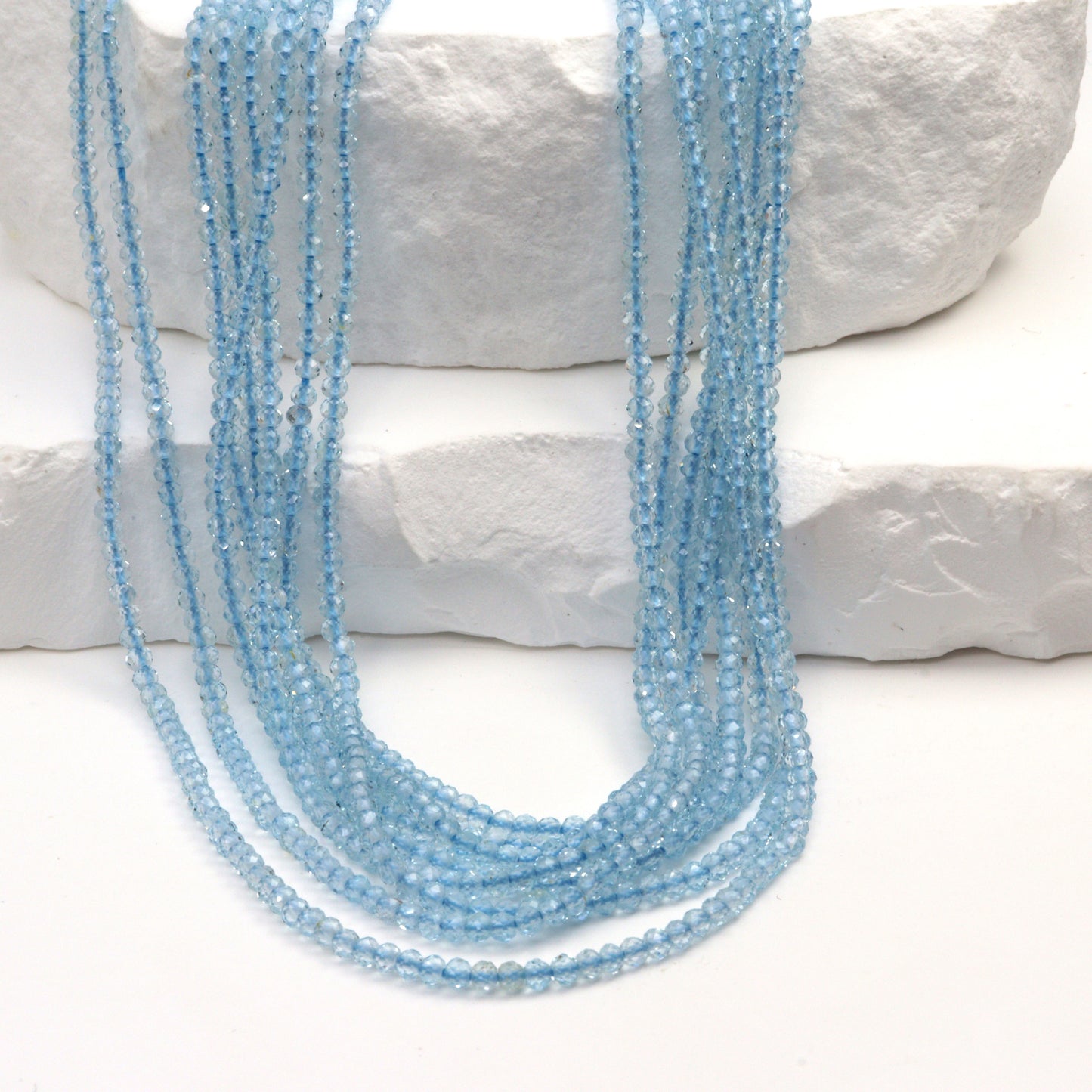 Sky Blue Topaz 2mm Faceted Rondelles Bead Strand