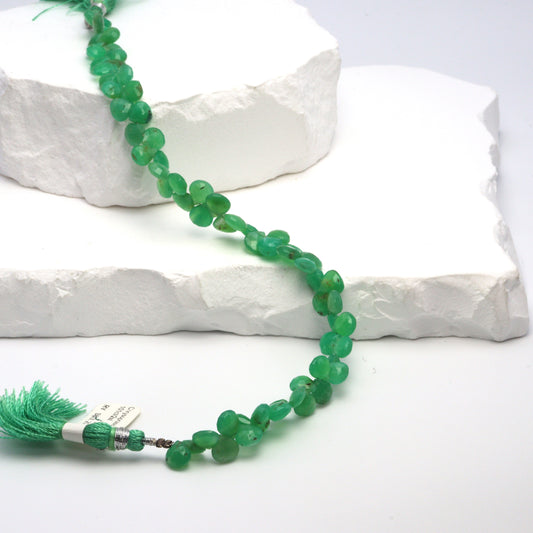 Apple Green Chrysoprase 5mm Faceted Heart Shaped Briolettes