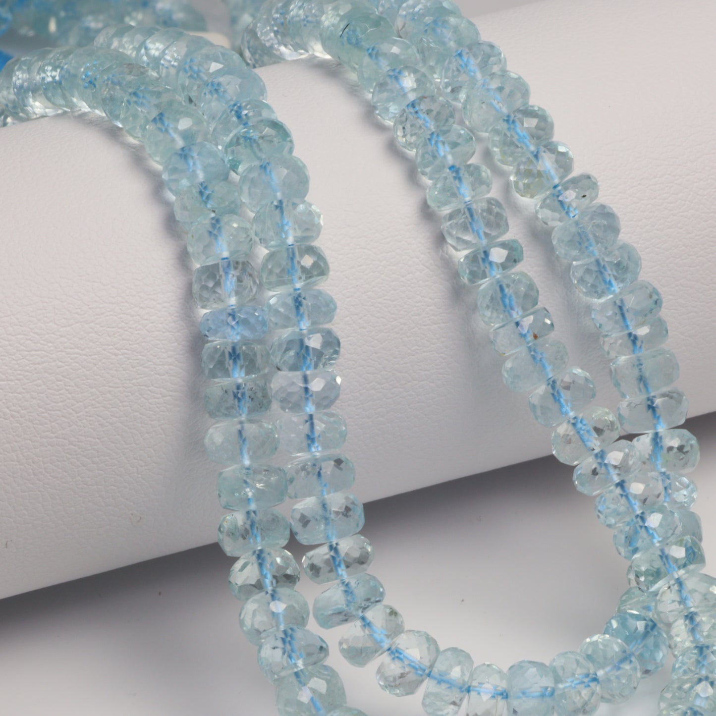 Blue Aquamarine 5.5mm Faceted Rondelles