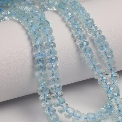 Blue Aquamarine 5.5mm Faceted Rondelles
