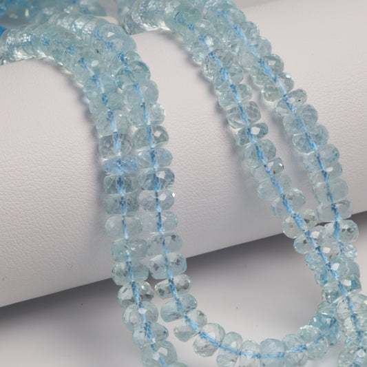 Blue Aquamarine 5.5mm Faceted Rondelles