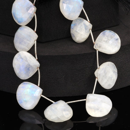Blue Rainbow Moonstone 20mm Faceted Heart Shaped Briolettes Bead Strand