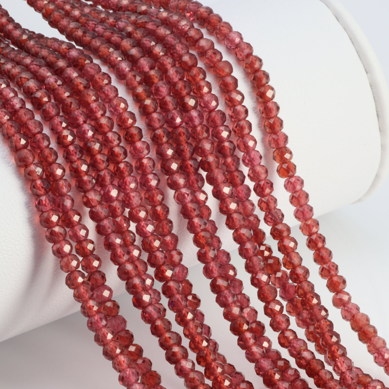 Red Garnet 3mm Faceted Rondelles Bead Strand