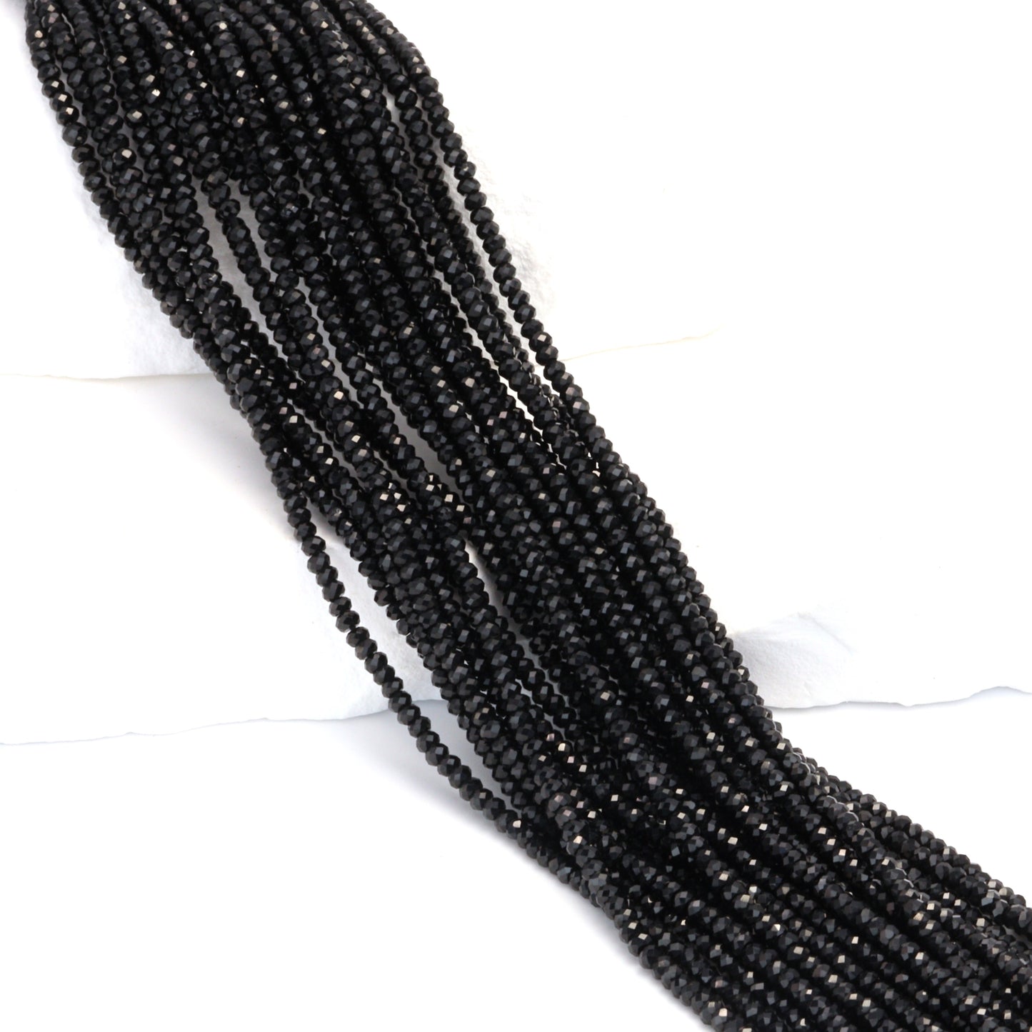 Black Spinel 2mm Faceted Rondelles