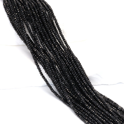 Black Spinel 2mm Faceted Rondelles
