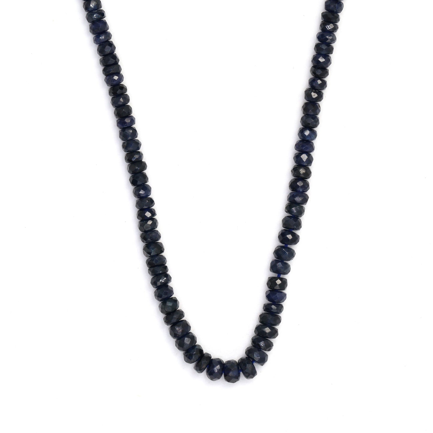 Dark Navy Blue Sapphire 2.5mm - 3.5mm Hand Faceted Rondelles Bead Strand