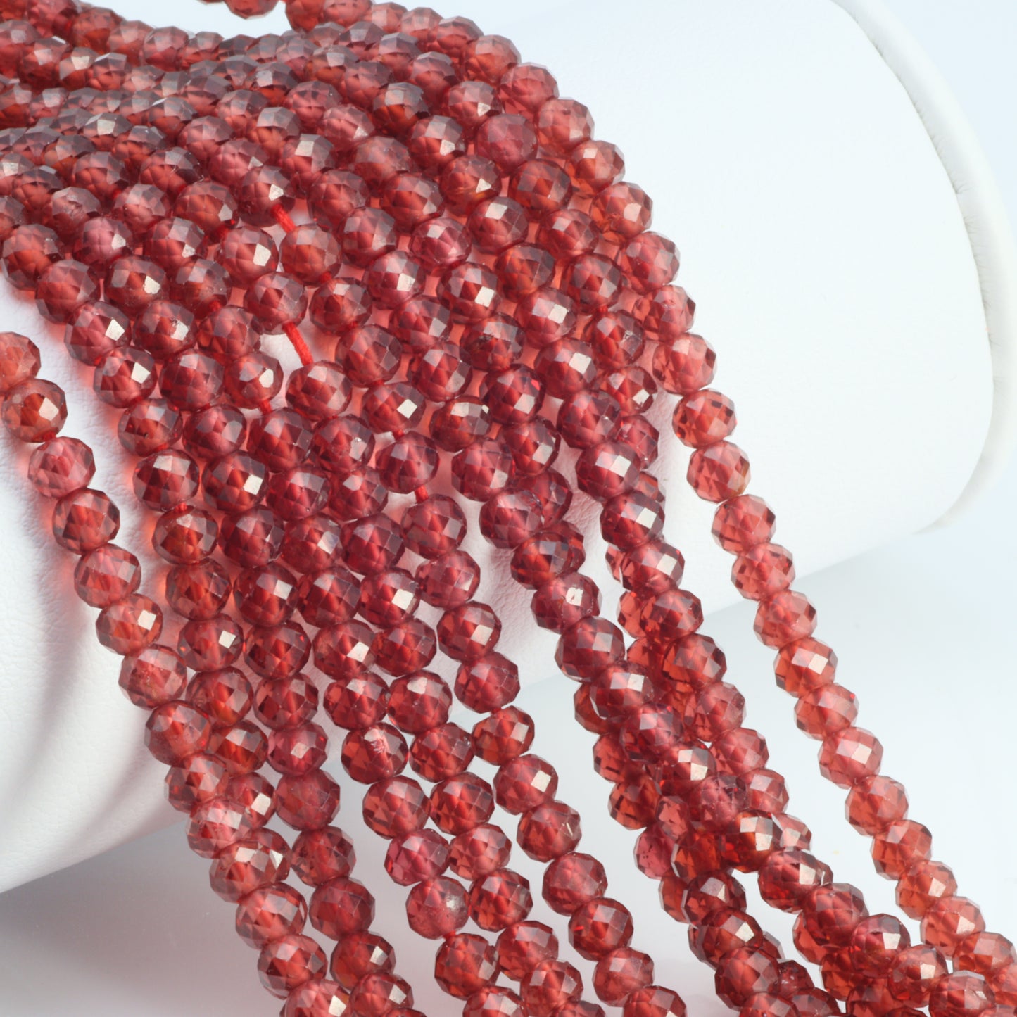 Red Garnet 4mm Faceted Rondelles Bead Strand