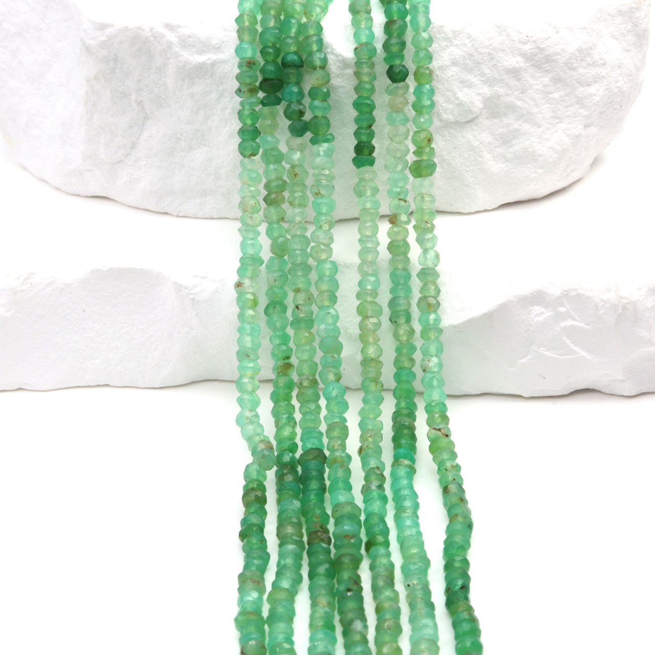 Ombre Chrysoprase 3.5mm Faceted Rondelles