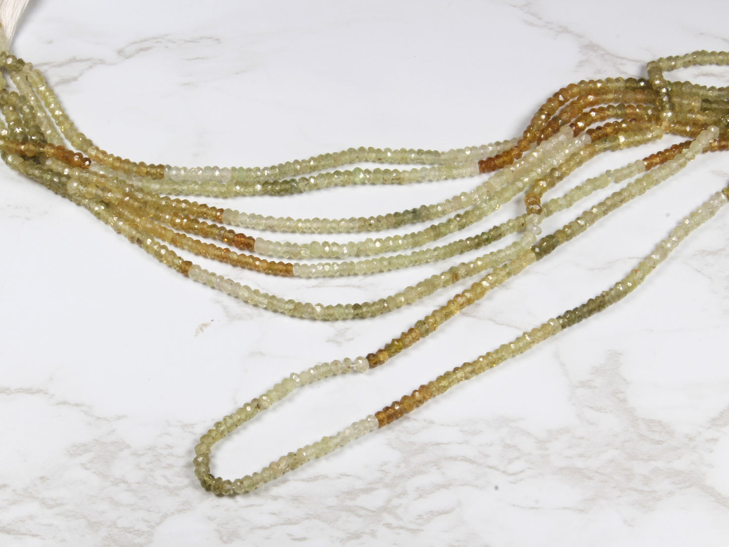 Ombre Green Grossular Garnet 3mm Faceted Rondelles