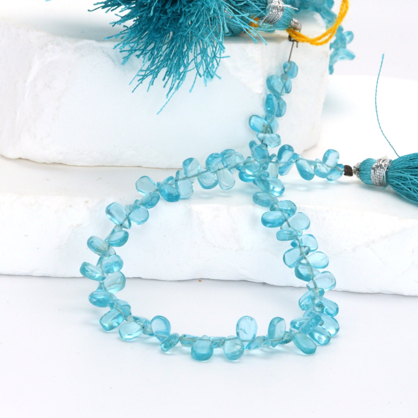 Sea Blue Apatite 6x4mm Smooth Pear Shaped Briolettes