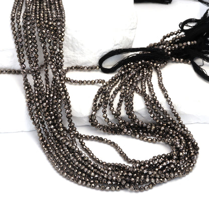Gunmetal Plated Pyrite 2.5mm Faceted Rounds Bead Strand