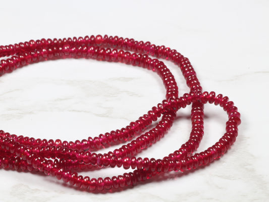 AAA Red Ruby 2.5mm Smooth Rondelles Bead Strand