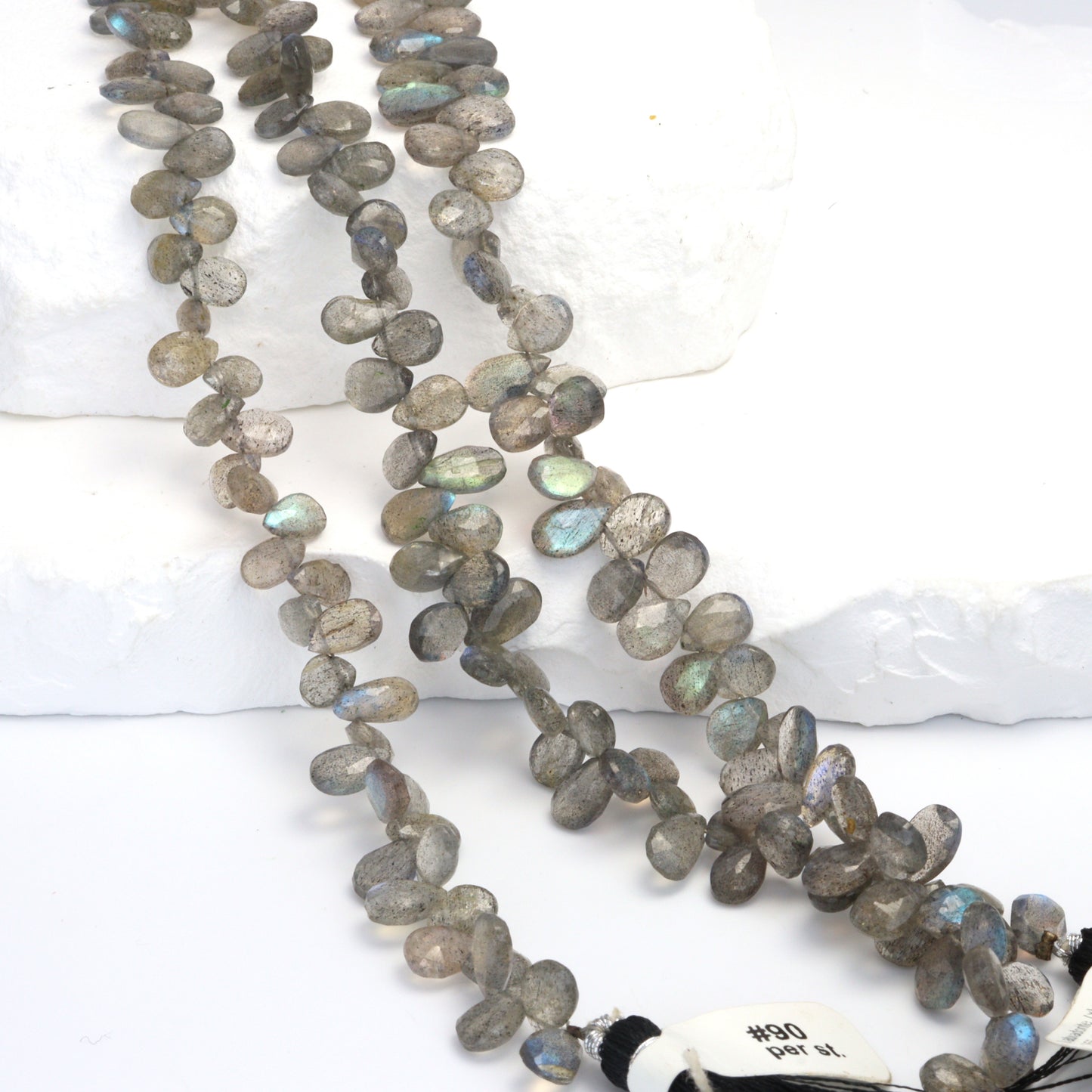 Blue Labradorite 7x5mm Faceted Pear Shaped Briolettes Bead Strand